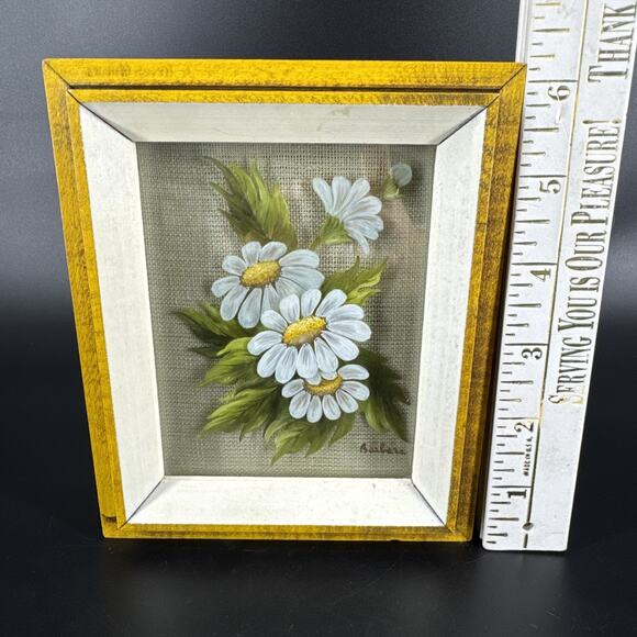 Vintage 3D Layered Glass Hand-Painted Daisy Glass Art Miniature By Barbara - Picture 4 of 14